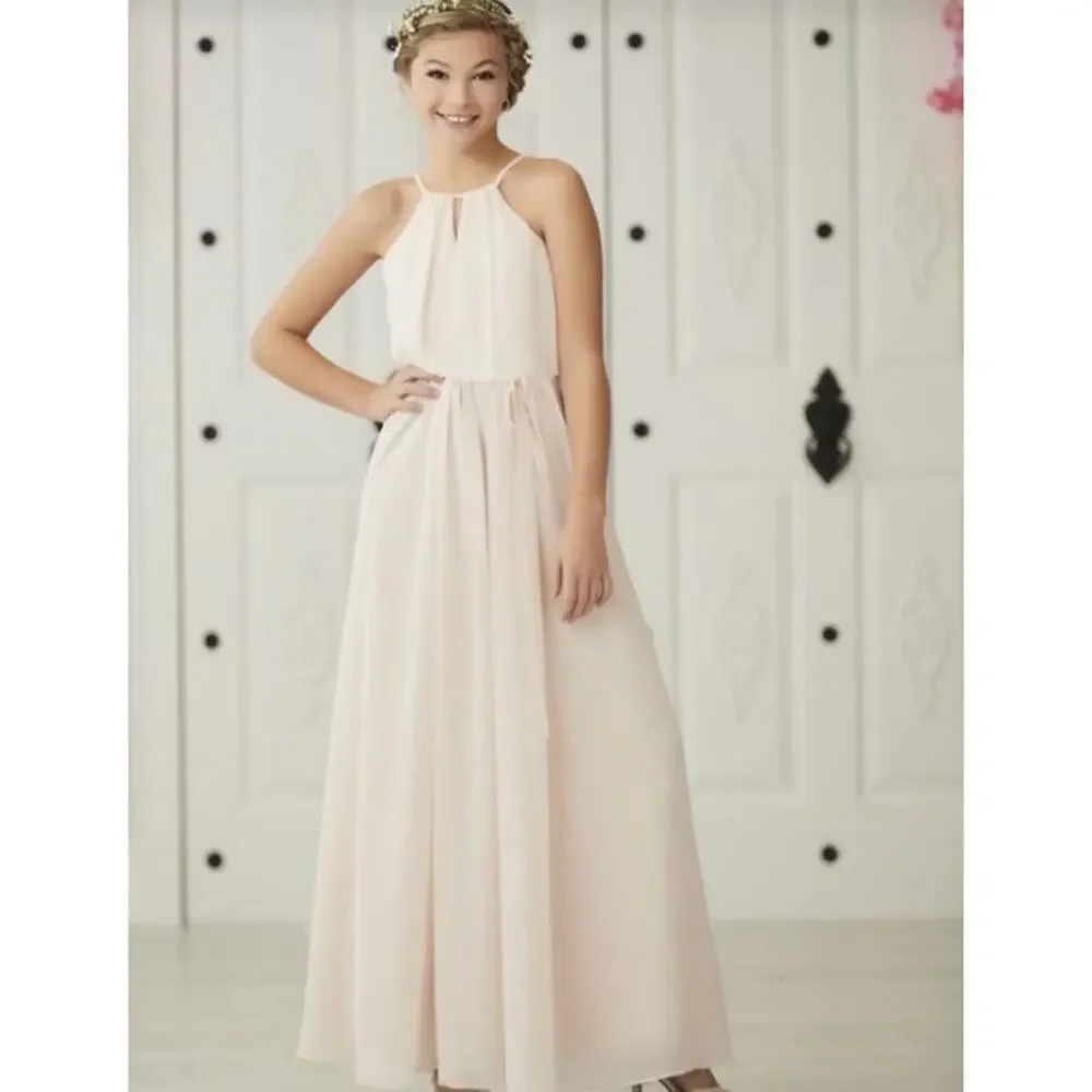 CHRISTINA WU NWT White Chiffon Halter Dress, Girls Size 10